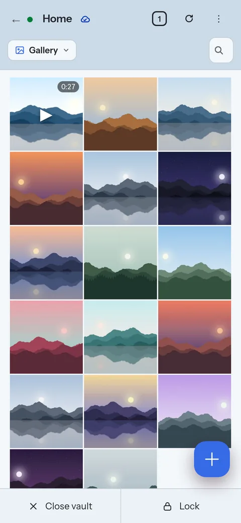 The Gallery mode in the web app on a phone.