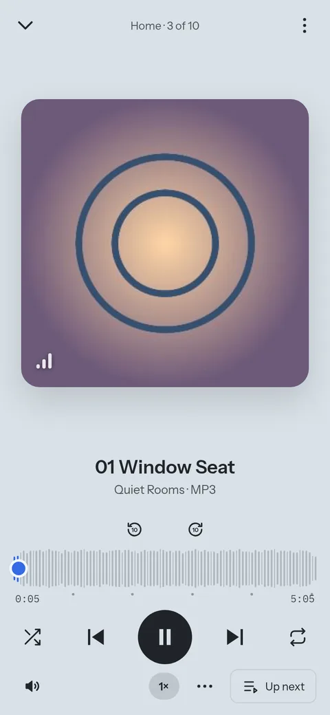 The audio player in the web app on a phone.